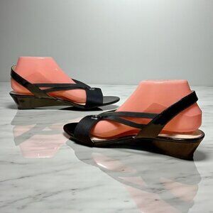 Life Stride Strappy Heels, Black Wedge Yario Sandals Size 10M